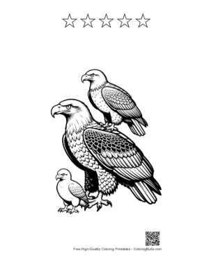 Thumbnail: Stacked Bald Eagle Family Printable and 5 Star Outline