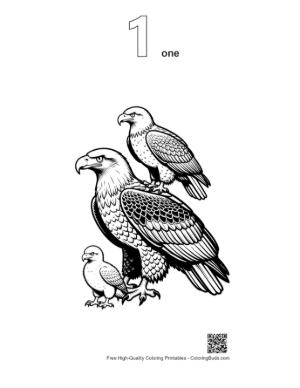 Thumbnail: Stacked Bald Eagle Family Printable Outline Number 1