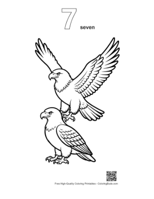 Thumbnail: Two Golden Eagles Soaring Fiercely Printable Outline Number 7