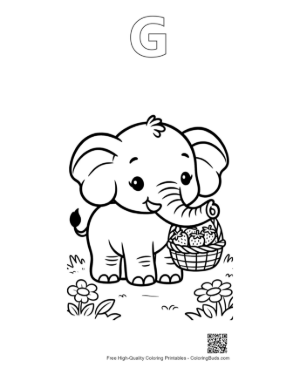 Thumbnail: African Elephant Coloring Sheet Printable Outline Alphabet G