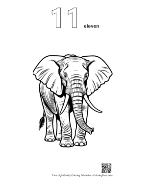 Thumbnail: African Elephant Line Art Portrait Printable Outline Number 11