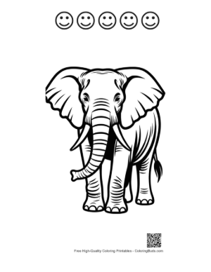 Thumbnail: African Elephant Outline Portrait Printable and 5 Happy Face Outline