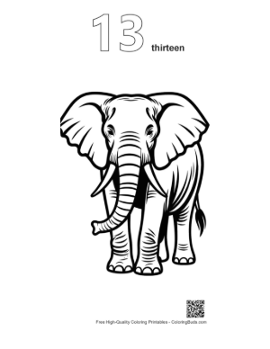 Thumbnail: African Elephant Outline Portrait Printable Outline Number 13