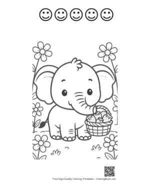 Thumbnail: African Elephant Printable and 5 Happy Face Outline