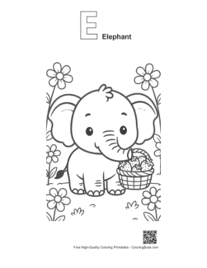 Thumbnail: African Elephant Printable Outline Alphabet E Elephant