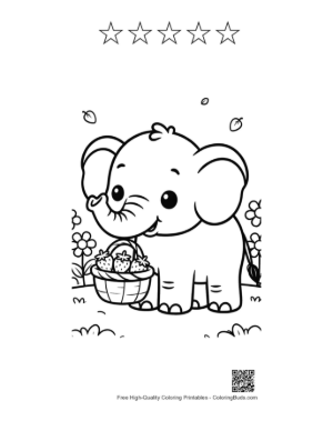 Thumbnail: Cute African Elephant Coloring Sheet Printable and 5 Star Outline