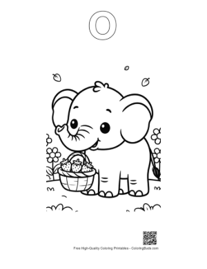 Thumbnail: Cute African Elephant Coloring Sheet Printable Outline Alphabet O