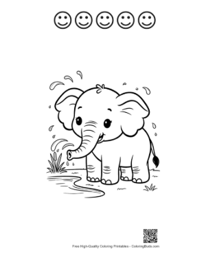 Thumbnail: Cute African Elephant Printable and 5 Happy Face Outline
