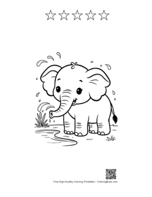 Thumbnail: Cute African Elephant Printable and 5 Star Outline