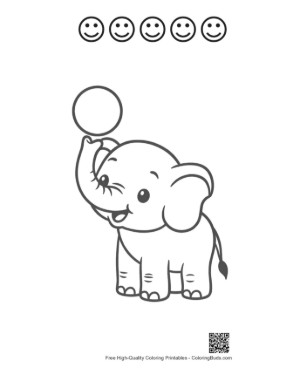 Thumbnail: Easy African Elephant Coloring Sheet Printable and 5 Happy Face Outline