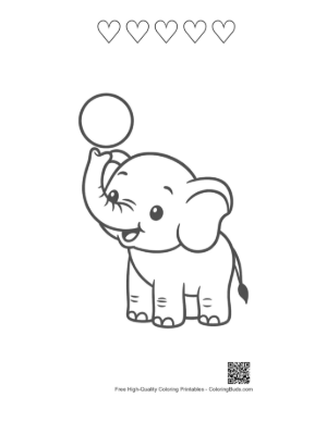 Thumbnail: Easy African Elephant Coloring Sheet Printable and 5 Heart Outline