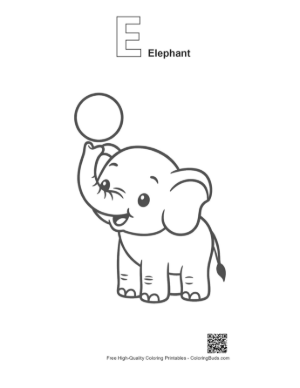 Thumbnail: Easy African Elephant Coloring Sheet Printable Outline Alphabet E Elephant