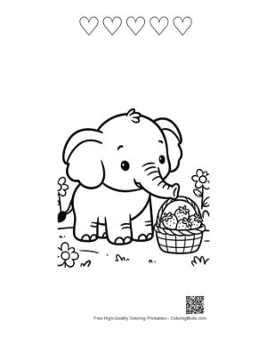 Thumbnail: Free African Elephant Printable and 5 Heart Outline