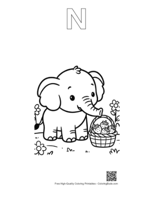 Thumbnail: Free African Elephant Printable Outline Alphabet N