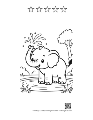 Thumbnail: Free African Elephant to Color Printable and 5 Star Outline
