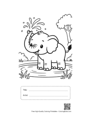 Thumbnail: Free African Elephant to Color Printable with Title and Artist Box