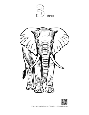 Thumbnail: Frontal View of Majestic African Elephant Printable Outline Number 3