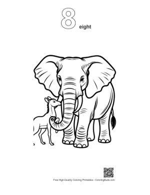 Thumbnail: Gentle African Elephant and Baby Antelope Bond Printable Outline Number 8