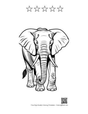 Thumbnail: Majestic African Elephant Line Art Printable and 5 Star Outline