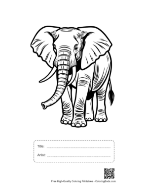 Thumbnail: Majestic African Elephant Line Art Printable with Title and Artist Box