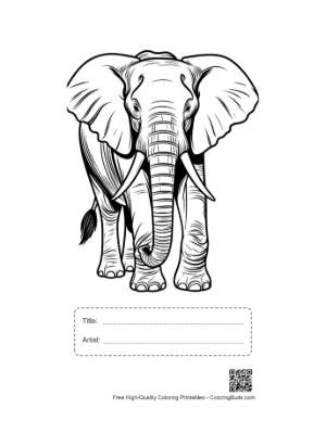 Thumbnail: Majestic African Elephant Line Art Printable with Title and Artist Box