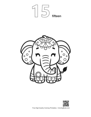 Thumbnail: Adorable Baby Elephant Decorated with Traditional Floral Art Printable Outline Number 15