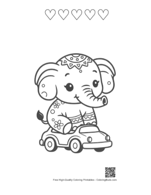 Thumbnail: Asian Elephant Printable and 5 Heart Outline