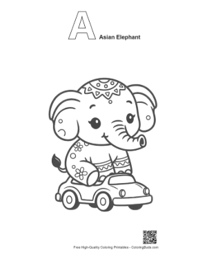 Thumbnail: Asian Elephant Printable Outline Alphabet A Asian Elephant