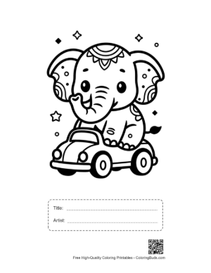 Thumbnail: Cute Asian Elephant Coloring Page Printable with Title and Artist Box