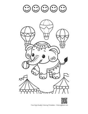 Thumbnail: Cute Asian Elephant Printable and 5 Happy Face Outline