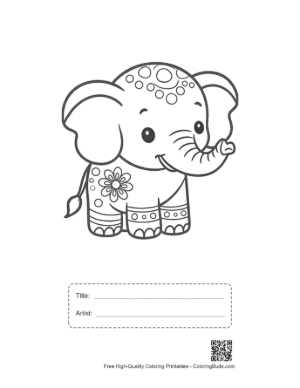 Thumbnail: Cute Asian Elephant Printable with Title and Artist Box