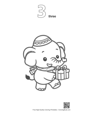 Thumbnail: Free Asian Elephant Coloring Page Printable Outline Number 3
