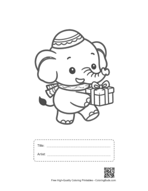 Thumbnail: Free Asian Elephant Coloring Page Printable with Title and Artist Box