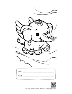 Thumbnail: Baby Elephant Calf Spraying Water from Its Trunk Printable with Title and Artist Box