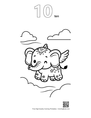 Thumbnail: Baby Elephant Printable Outline Number 10
