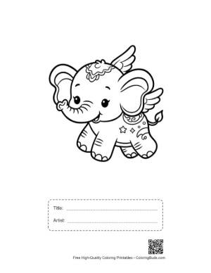 Thumbnail: Baby Elephant Printable with Title and Artist Box