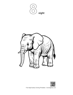 Thumbnail: Cute Baby Elephant Line Art Printable Outline Number 8