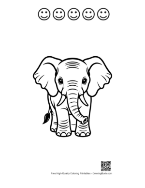 Thumbnail: Cute Baby Elephant Outline Printable and 5 Happy Face Outline