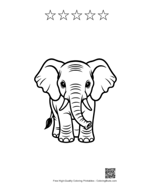 Thumbnail: Cute Baby Elephant Outline Printable and 5 Star Outline