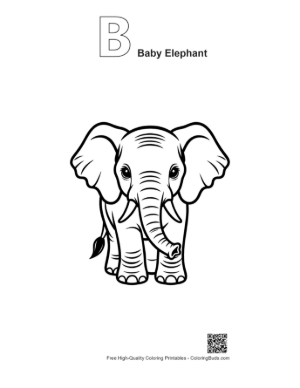 Thumbnail: Cute Baby Elephant Outline Printable Outline Alphabet B Baby Elephant