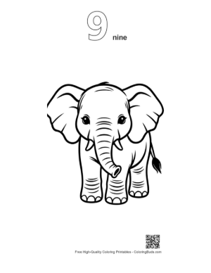 Thumbnail: Cute Baby Elephant Outline Printable Outline Number 9