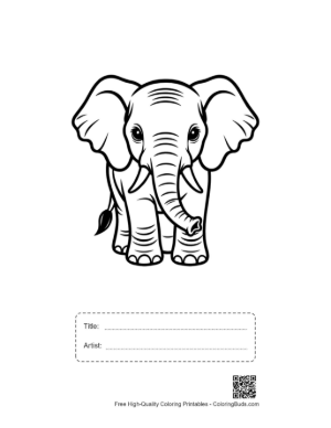 Thumbnail: Cute Baby Elephant Outline Printable with Title and Artist Box