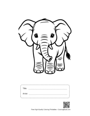 Thumbnail: Cute Baby Elephant Outline Printable with Title and Artist Box