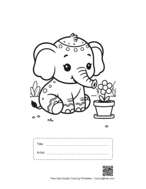 Thumbnail: Cute Baby Elephant Printable with Title and Artist Box