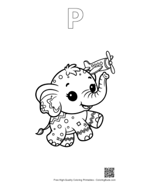 Thumbnail: Download Baby Elephant Coloring Page Printable Outline Alphabet P