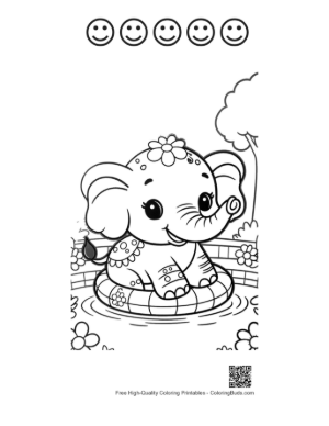 Thumbnail: Download Baby Elephant Coloring Sheet Printable and 5 Happy Face Outline