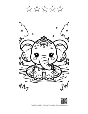 Thumbnail: Download Baby Elephant Coloring Sheet Printable and 5 Star Outline