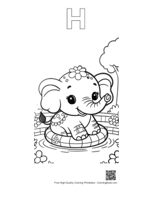 Thumbnail: Download Baby Elephant Coloring Sheet Printable Outline Alphabet H