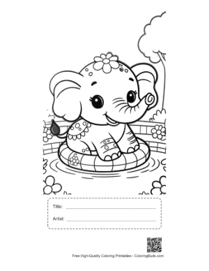 Thumbnail: Download Baby Elephant Coloring Sheet Printable with Title and Artist Box