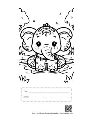 Thumbnail: Download Baby Elephant Coloring Sheet Printable with Title and Artist Box